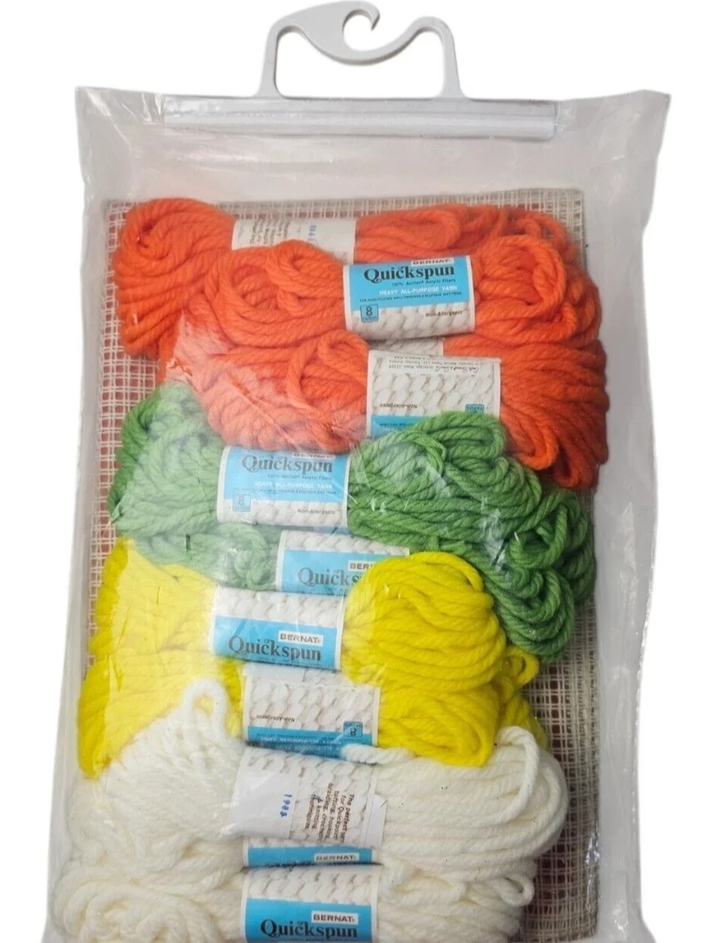 Vtg Bernat Quickpoint in Quilt Stitch Pillow Kit Orange Green Yellow 16x16 NOS